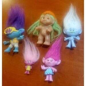 Trolls Mini Figures Lot of 5 Vitange to New 1.5" to 3" Tall Cake Toppers